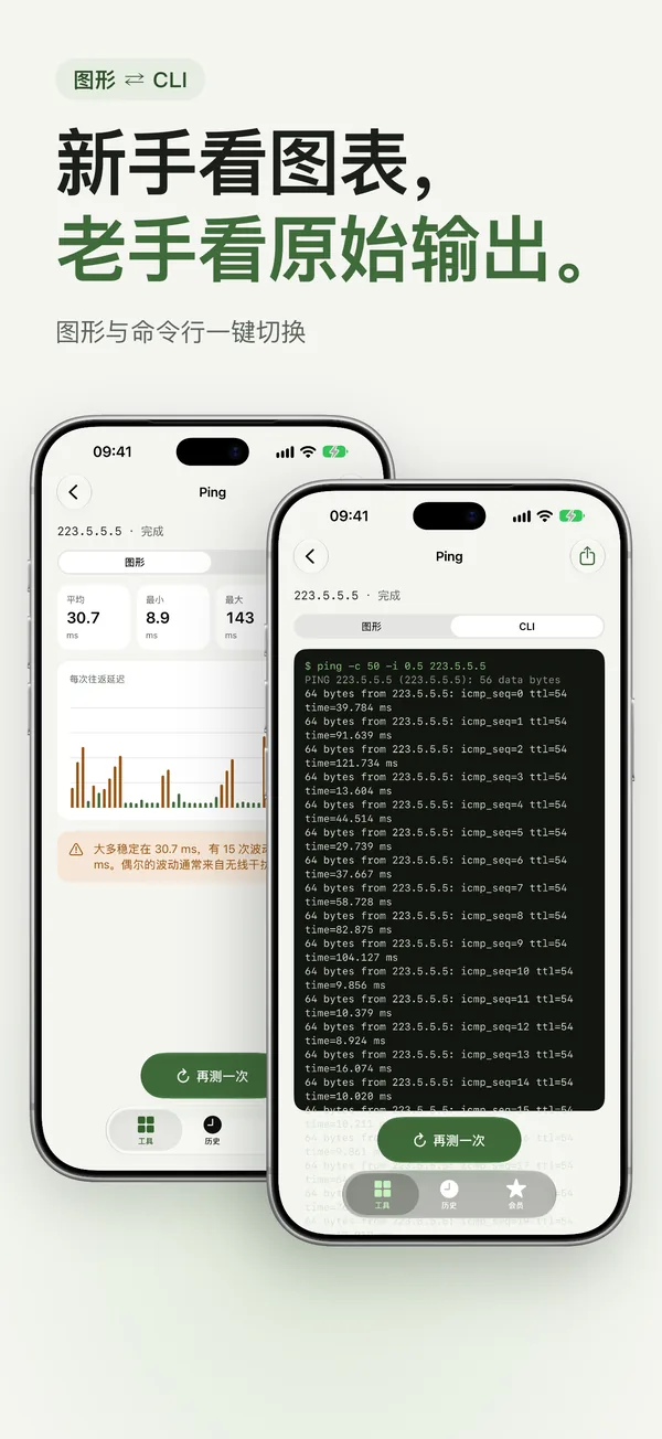 Pingmoss 的图形与命令行视图